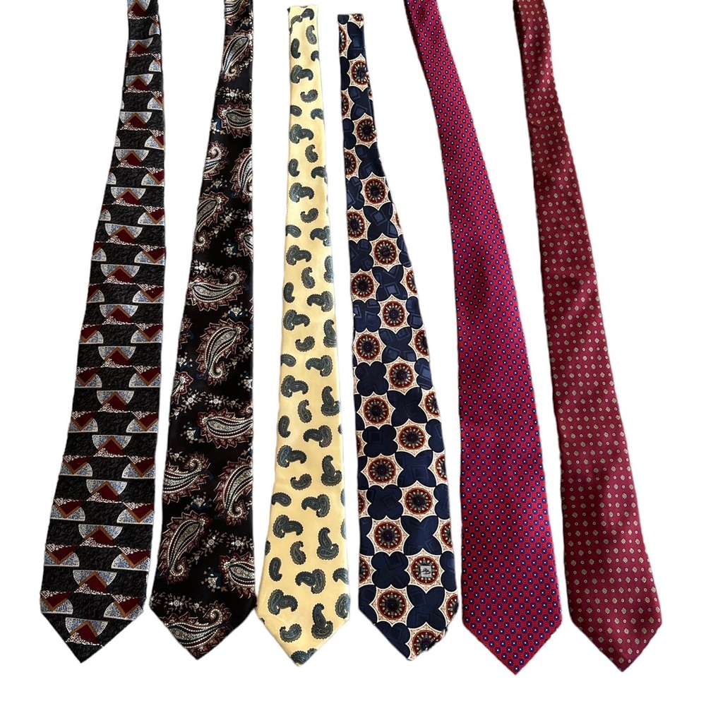 Men’s Lot of 6 Silk Geometric Neck Ties 57-58 in Pierre Balmain, American Living